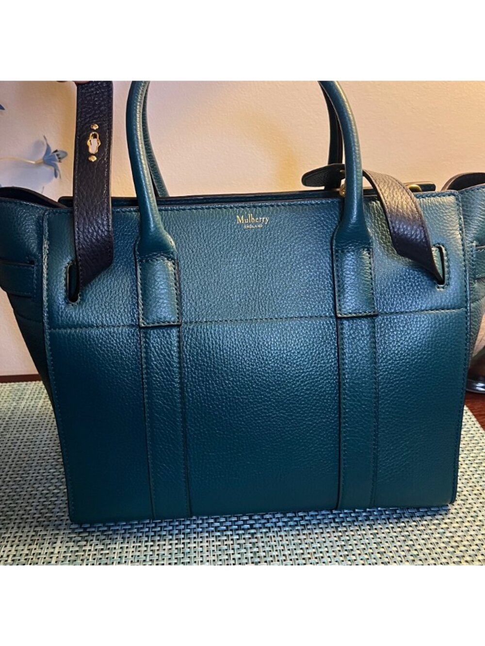 NWOT Mulberry Green Classic Grain Leather Small Zipped Bayswater Tote Bag - Picture 11 of 15